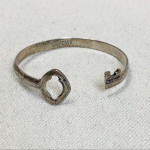 😍 Fossil Silver Lock & Key Cuff Bracelet Bangle ✨